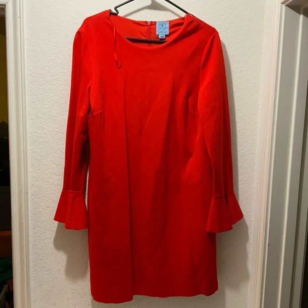 Nordstrom CeCe Orange Bell Sleeve Dress Size L
